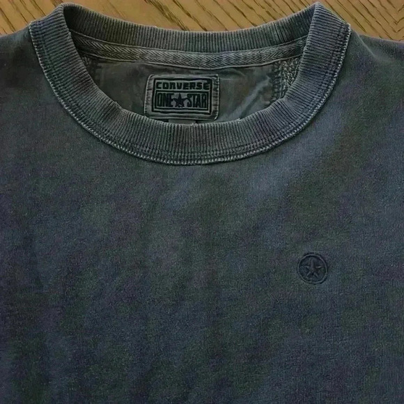 Converse All Star crew distressed washed out sweater blue Small - Picture 2 of 8